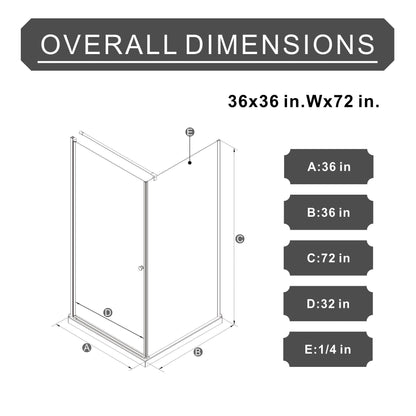 Frameless corner shower door with tempered glass in matte black by HouseOfZazla; 36x72 in size on Tampa Home & Garden Store