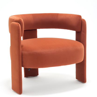 Accent chair for living room in burnt orange velvet by HouseOfZazla with curved arms on Tampa Home & Garden Store