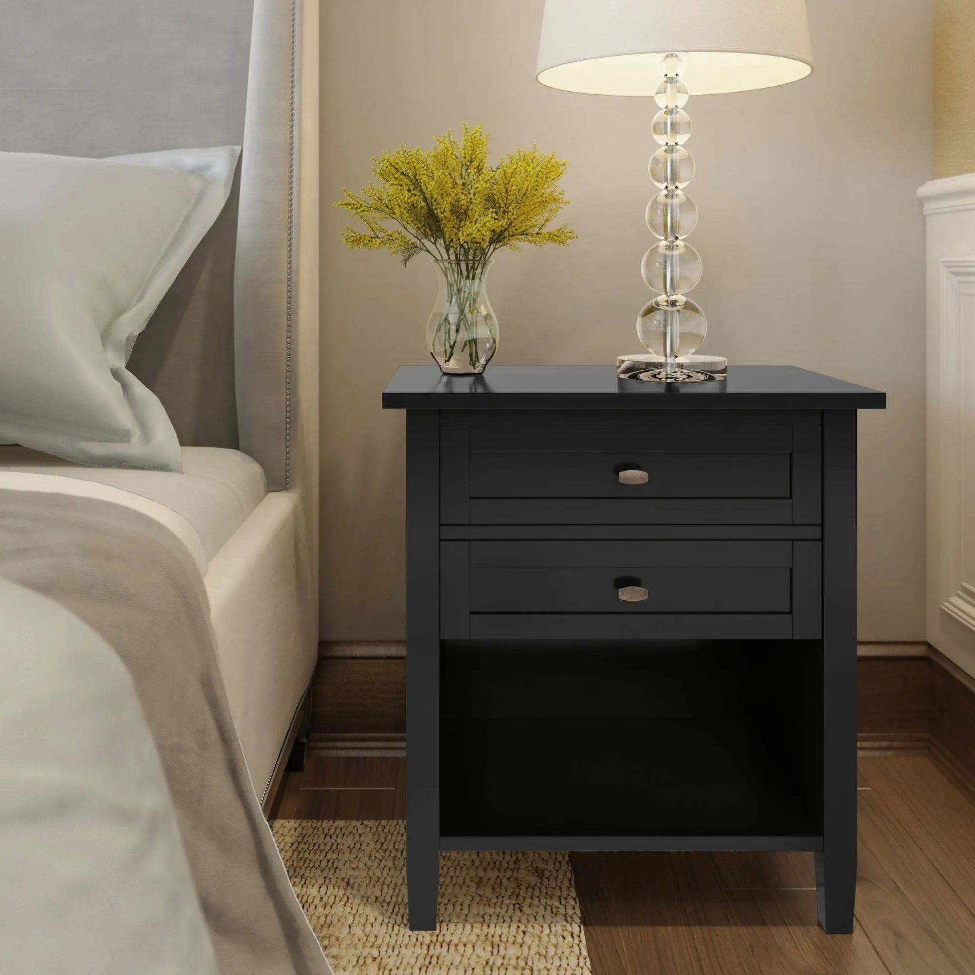 Warm Shaker bedside table in black finish with three drawers by Unique Piece Furniture on Tampa Home & Garden Store