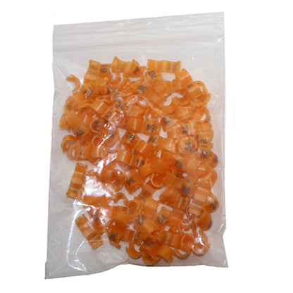 Bird foot ring split rings, orange plastic, bagged bulk pack on Tampa Home & Garden Store