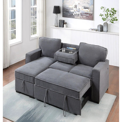 Territory pull-out sofa bed sleeper sectional dark gray fabric 3-piece modular on Tampa Home & Garden Store