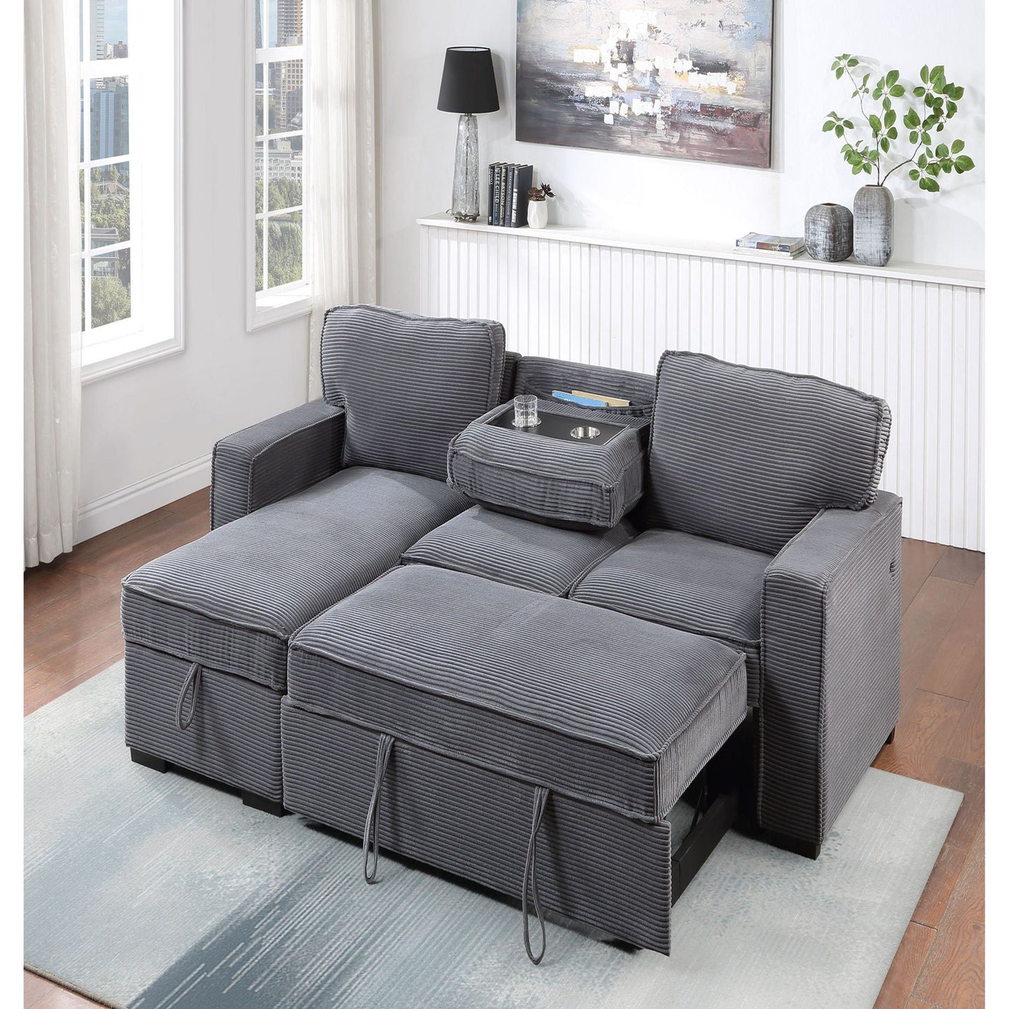 Territory Modern Pull Out Sofa Bed and Gray