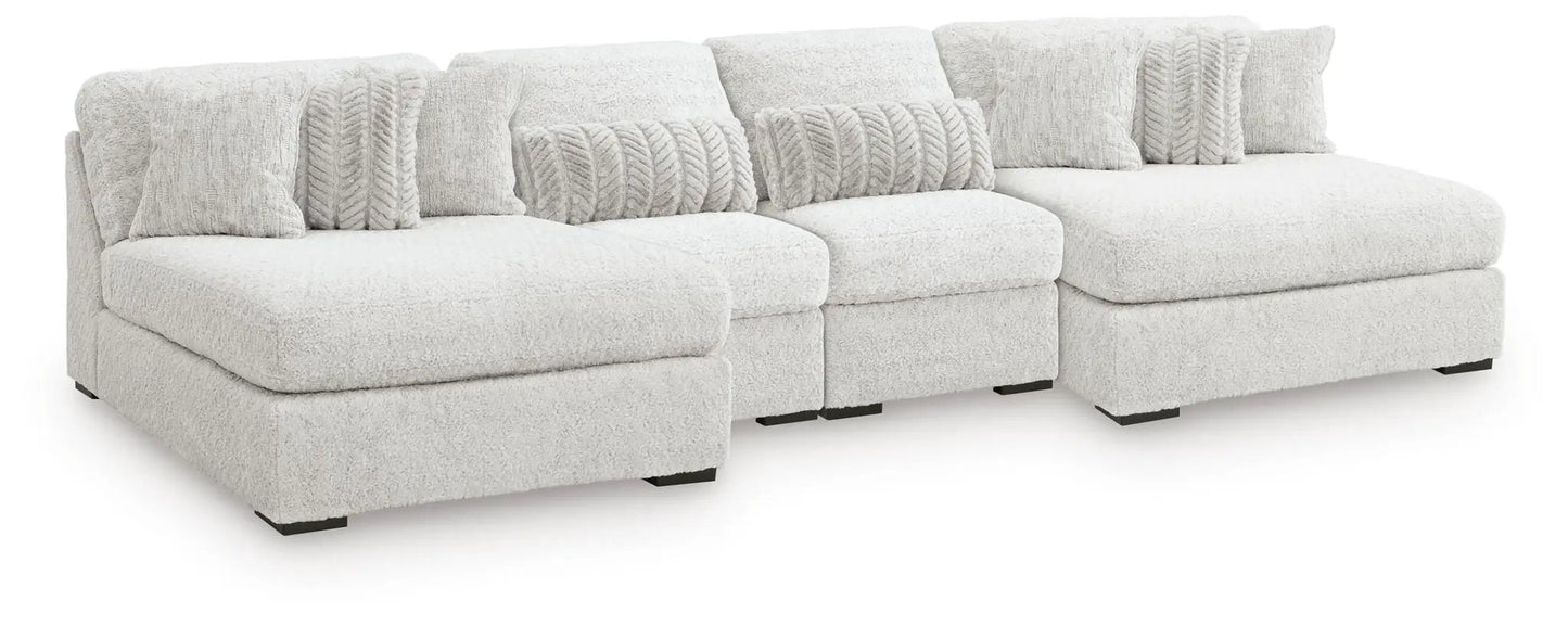 Cuddle Plush Sectional beige boucle sofa by Unique Piece Furniture stationary on Tampa Home & Garden Store