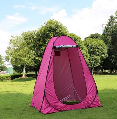 Pink portable privacy shower tent for camping with UV function in park on Tampa Home & Garden Store