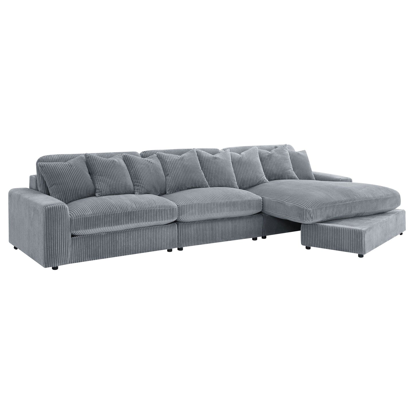 Cassidy Upholstered Sectional Sofa with Reversible Cushions, gray corduroy fabric, HouseOfZazla on Tampa Home & Garden Store