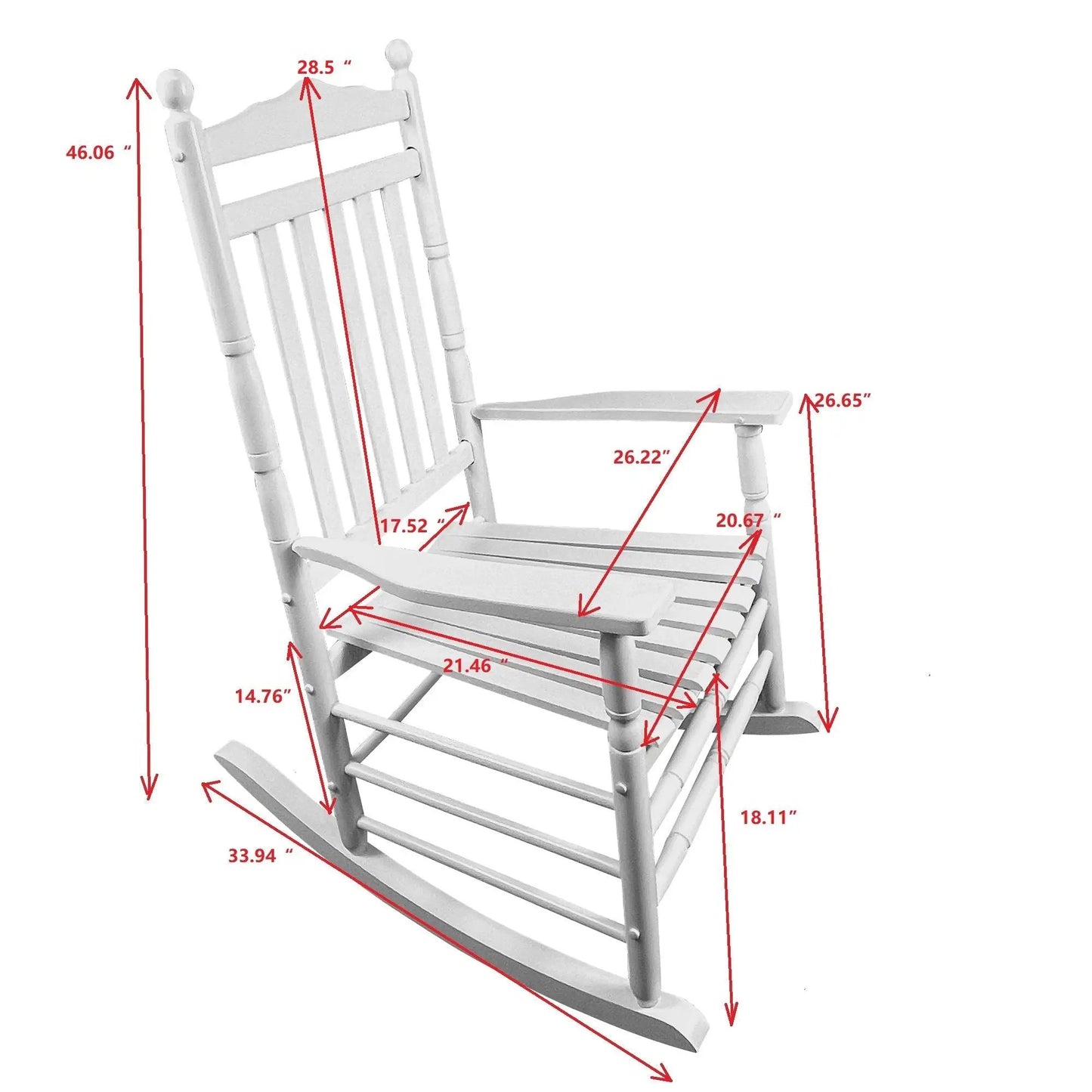 Balcony Porch Rocking Wood Chair for Adults