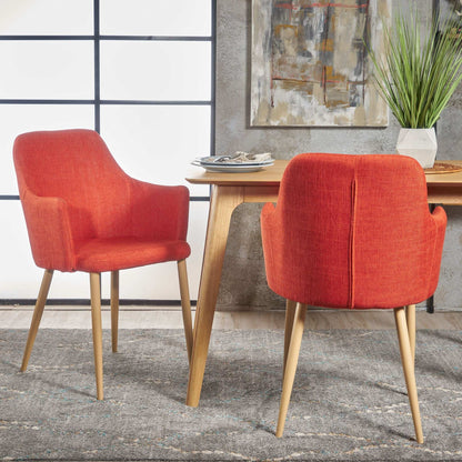 Elegant dining chair by HouseOfZazla with contoured support, red upholstery and wooden legs, set of two on Tampa Home & Garden Store
