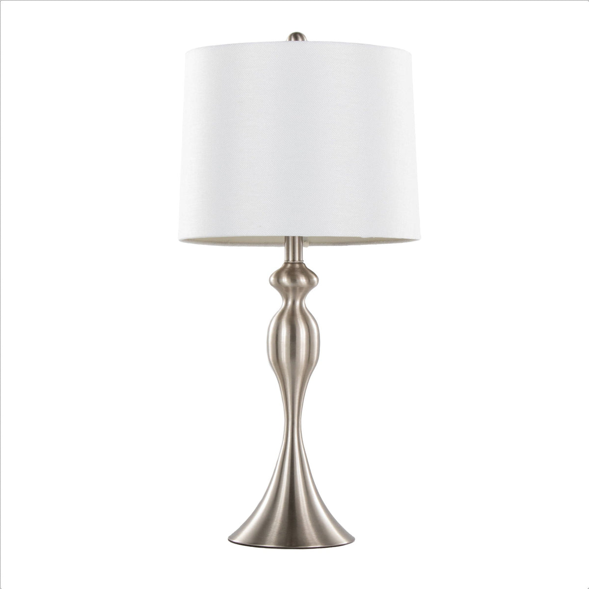 Ashland contemporary table lamp with white fabric shade and brushed nickel base on Tampa Home & Garden Store