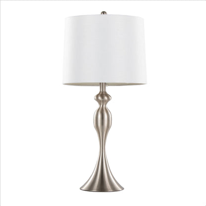 Ashland contemporary table lamp with white fabric shade and brushed nickel base on Tampa Home & Garden Store
