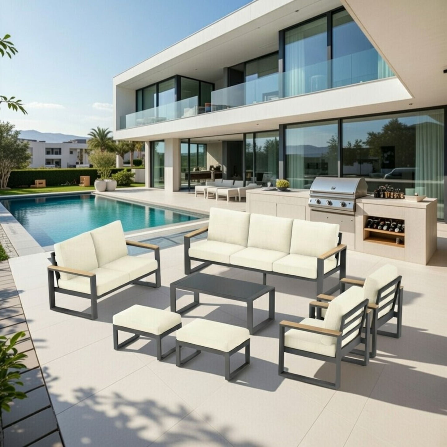 Modern Outdoor Sofa Set with the Coffee Table