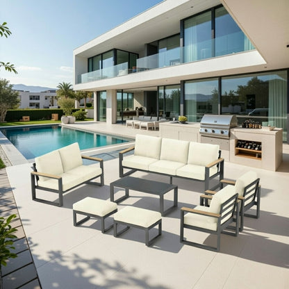 Modern Outdoor Sofa Set with the Coffee Table