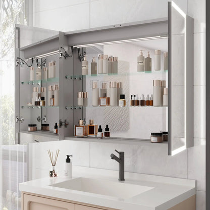 LED-lit bathroom medicine cabinet with mirror, defogger and gray finish Unique Piece Furniture on Tampa Home & Garden Store
