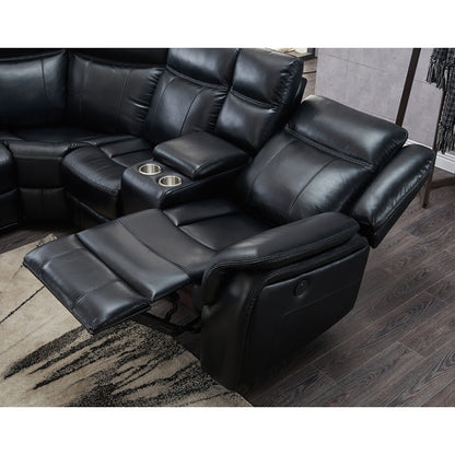 Jupiter Leather Sectional sofa black leather HouseOfZazla reclining chaise longue on Tampa Home & Garden Store