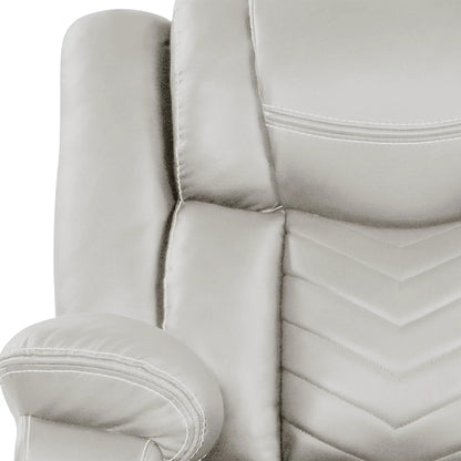 Challenger LED Power Recliner Chair in light gray faux leather with quilted stitching on Tampa Home & Garden Store