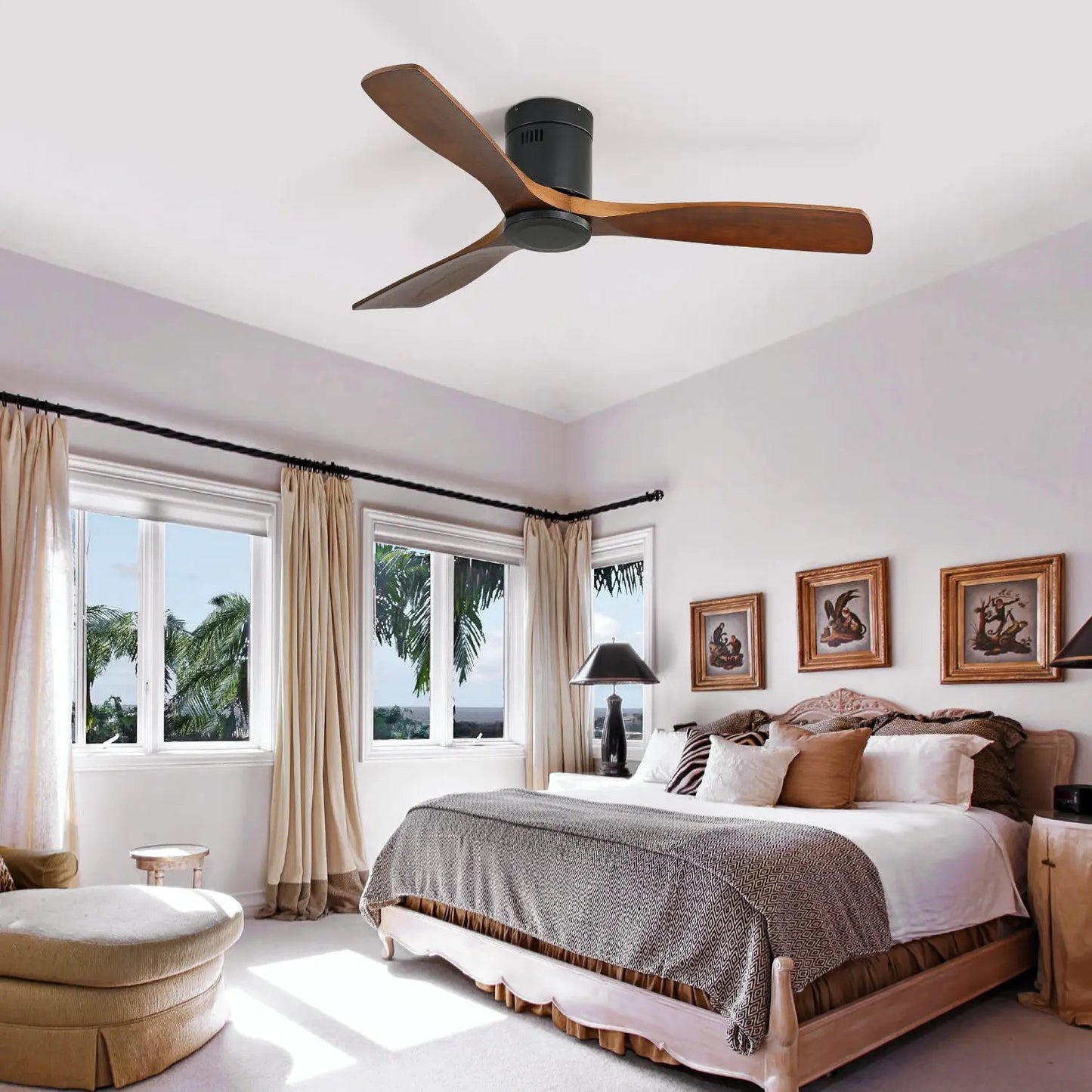 Low Profile Ceiling Fan DC with 3 Blades, Remote