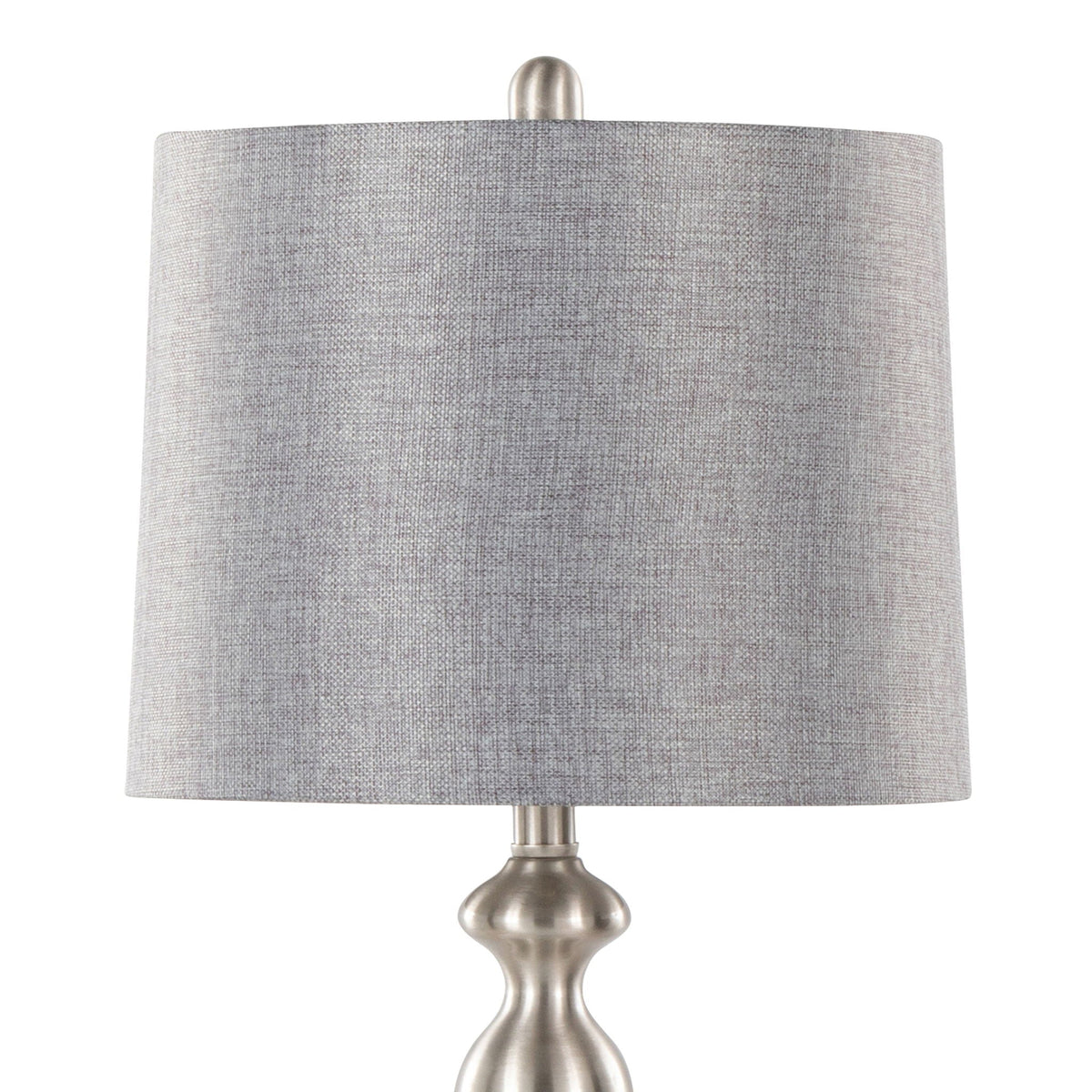 Ashland Contemporary Table Lamp Set 2 with nickel base and gray textured shade HouseOfZazla on Tampa Home & Garden Store