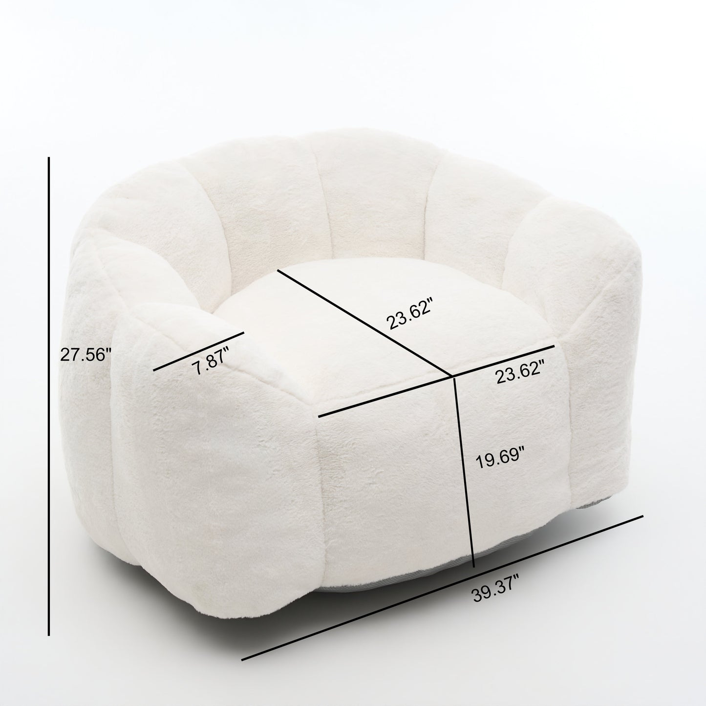 Large Single Petal Cloud Comfortable Lazy Sofa Chair by HouseOfZazla in plush off-white fabric on Tampa Home & Garden Store