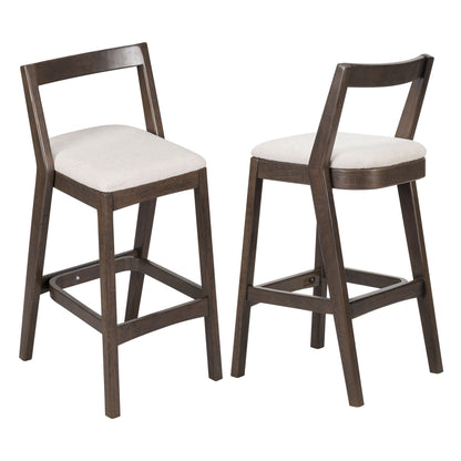 Jasper indoor barstools set of 2 with dark brown rubberwood frames and beige upholstered seats on Tampa Home & Garden Store