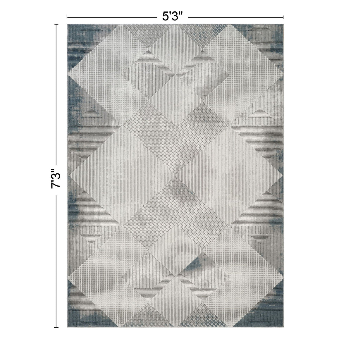 Geometric 3D layered texture area rug in gray ivory by HouseOfZazla on Tampa Home & Garden Store