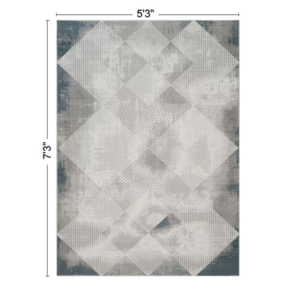 Geometric 3D layered texture area rug in gray ivory by HouseOfZazla on Tampa Home & Garden Store