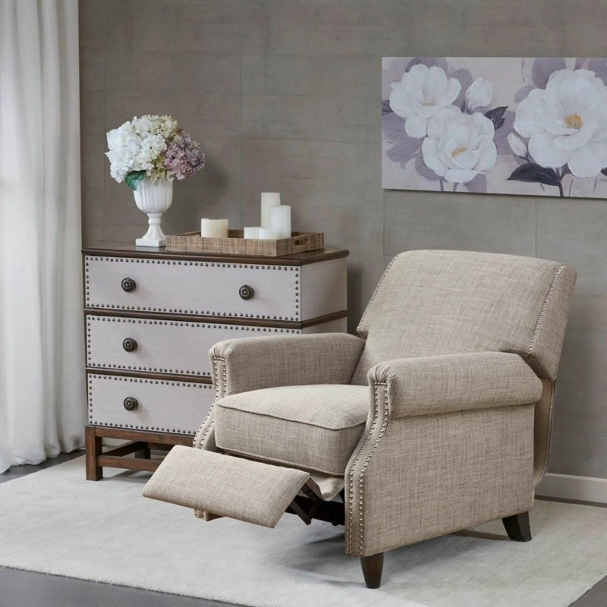 Julian push-back recliner in sand fabric with reclining feature by Unique Piece Furniture on Tampa Home & Garden Store