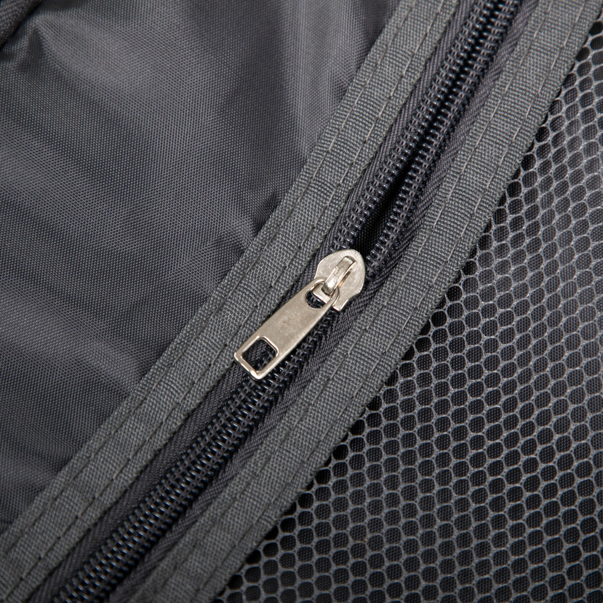 14/20 2-Piece PC Spinner Wheel Luggage Set HouseOfZazla; gray fabric with metal zipper close-up on Tampa Home & Garden Store