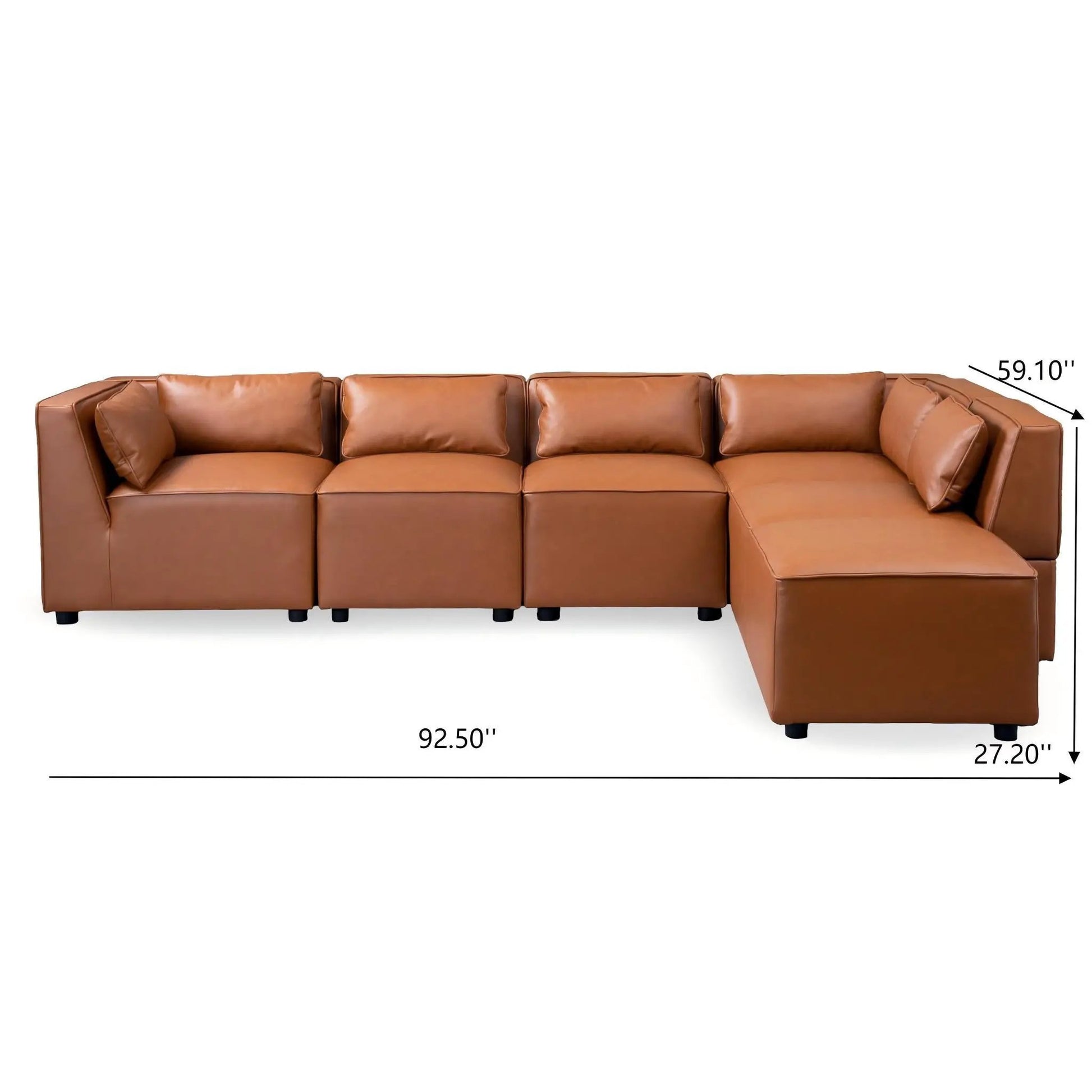 Wexford cognac leather modular sofa sectional with chaise by Unique Piece Furniture on Tampa Home & Garden Store