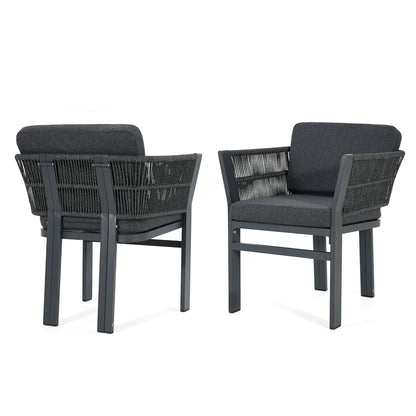 Durable Aluminum Outdoor Dining Chairs Set of Two