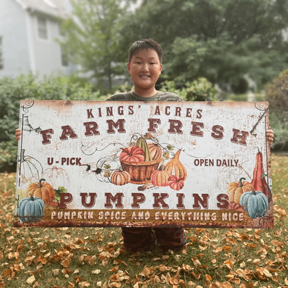 Farm Fresh Pumpkins Sign crafting canvas by Tailored Canvases, rustic fall decor with pumpkin on Tampa Home & Garden Store