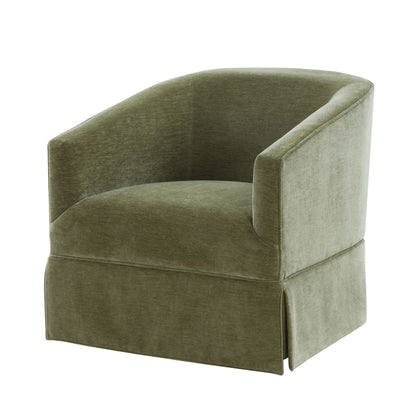 Skirted swivel chair in olive green upholstery, HouseOfZazla, 360° swivel on Tampa Home & Garden Store