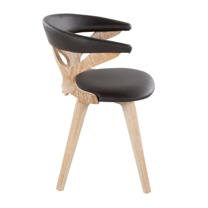 Mid Century Modern swivel chair with dark brown upholstery and wood frame on Tampa Home & Garden Store
