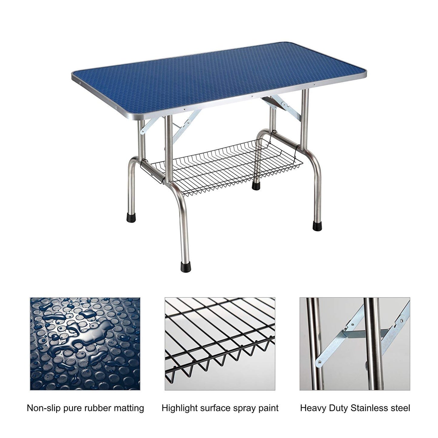 Folding dog grooming table with stainless steel frame and mat, adjustable arm HouseOfZazla on Tampa Home & Garden Store