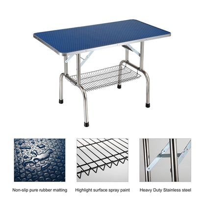 Folding dog grooming table with stainless steel frame and mat, adjustable arm HouseOfZazla on Tampa Home & Garden Store