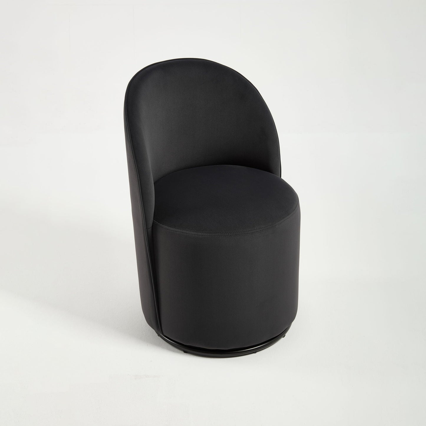 360 Degree Swivel Armless Dining Barrel Chair in black with rounded back on Tampa Home & Garden Store