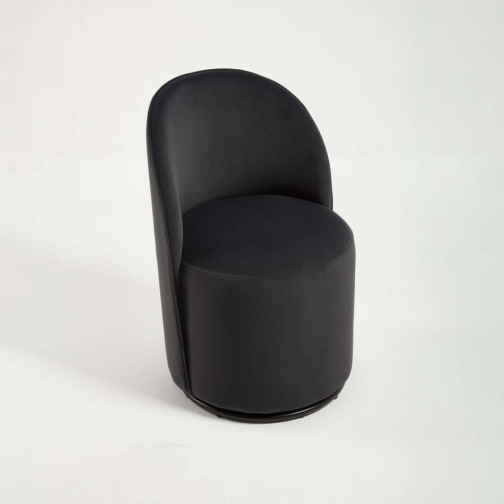 360 Degree Swivel Armless Dining Barrel Chair in black with rounded back on Tampa Home & Garden Store