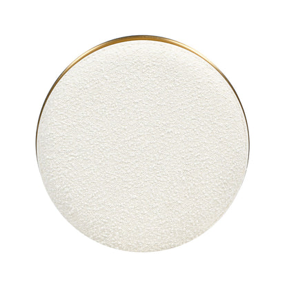 Ivory boucle round counter stool with brass edge for 24–27in counter height on Tampa Home & Garden Store