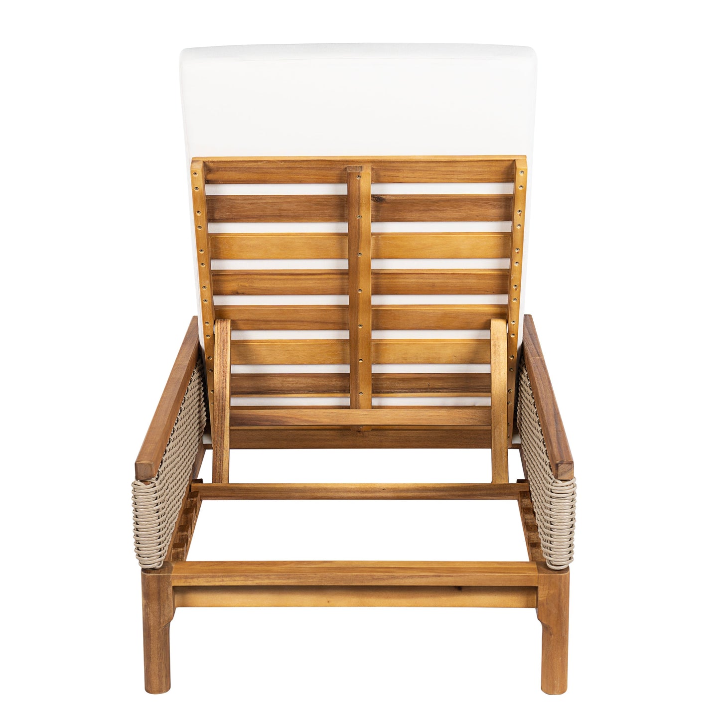 Sun loungers set of 2 in solid acacia wood with white cushions HouseOfZazla on Tampa Home & Garden Store