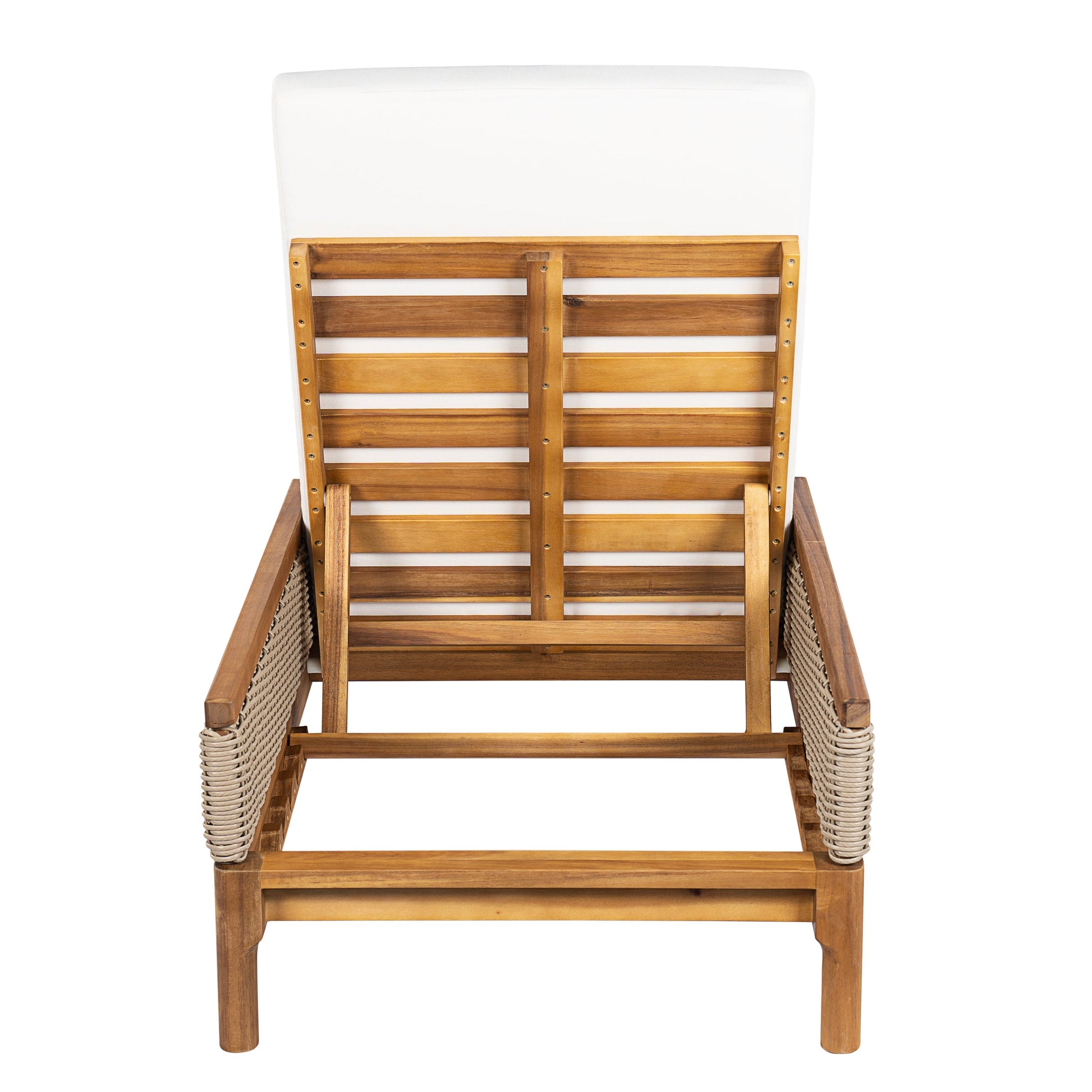 Sun loungers set of 2 in solid acacia wood with white cushions HouseOfZazla on Tampa Home & Garden Store