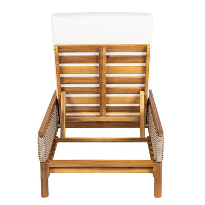 Sun loungers set of 2 in solid acacia wood with white cushions HouseOfZazla on Tampa Home & Garden Store