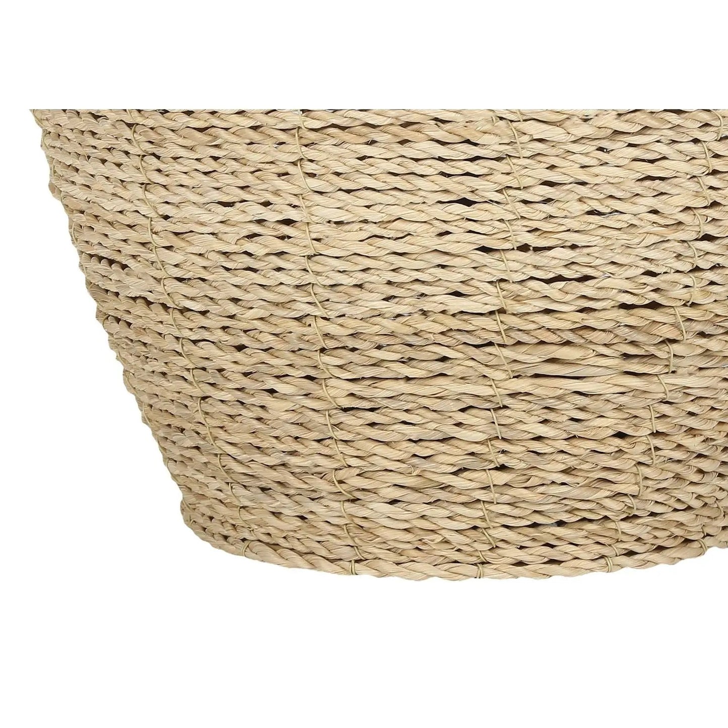 Table lamp in natural beige rattan weave with braided binding on Tampa Home & Garden Store