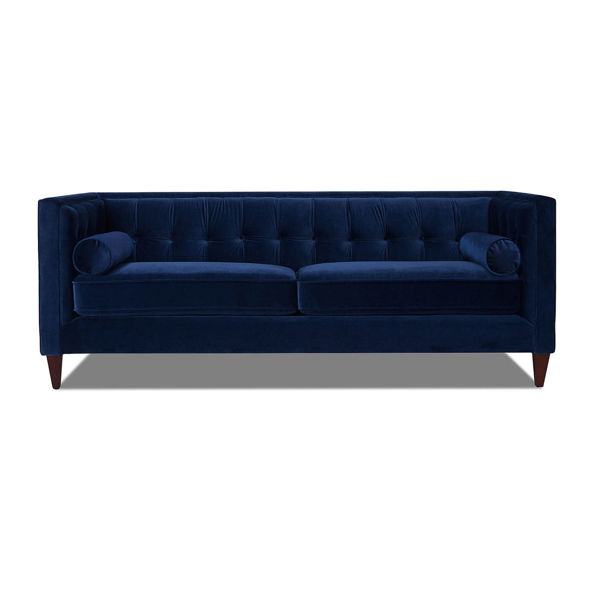 Modern Tuxedo Tufted Sofa with Navy Fabric