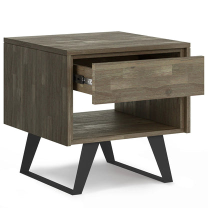 Lowry Handcrafted End Table with Acacia Drawer