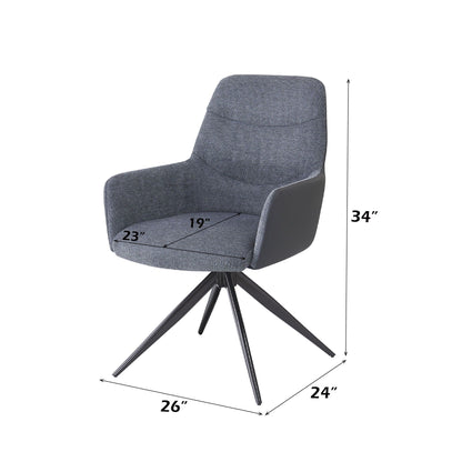 Gray arm chair with padded cushions, fabric upholstery, black metal base from HouseOfZazla on Tampa Home & Garden Store
