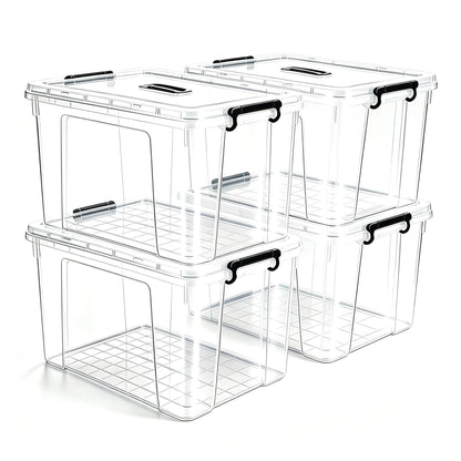 4 Pack 90 QT Clear Plastic Storage Bins and Lids