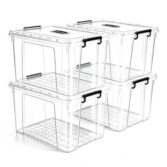 4 Pack 90 qt clear plastic storage bins with lids, HouseOfZazla bedroom storage on Tampa Home & Garden Store