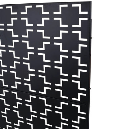 Black metal screen with white Greek-key pattern, room divider by Unique Piece Furniture on Tampa Home & Garden Store
