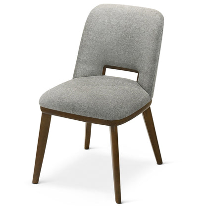 Modern gray dining chair with walnut base and curved back from HouseOfZazla on Tampa Home & Garden Store
