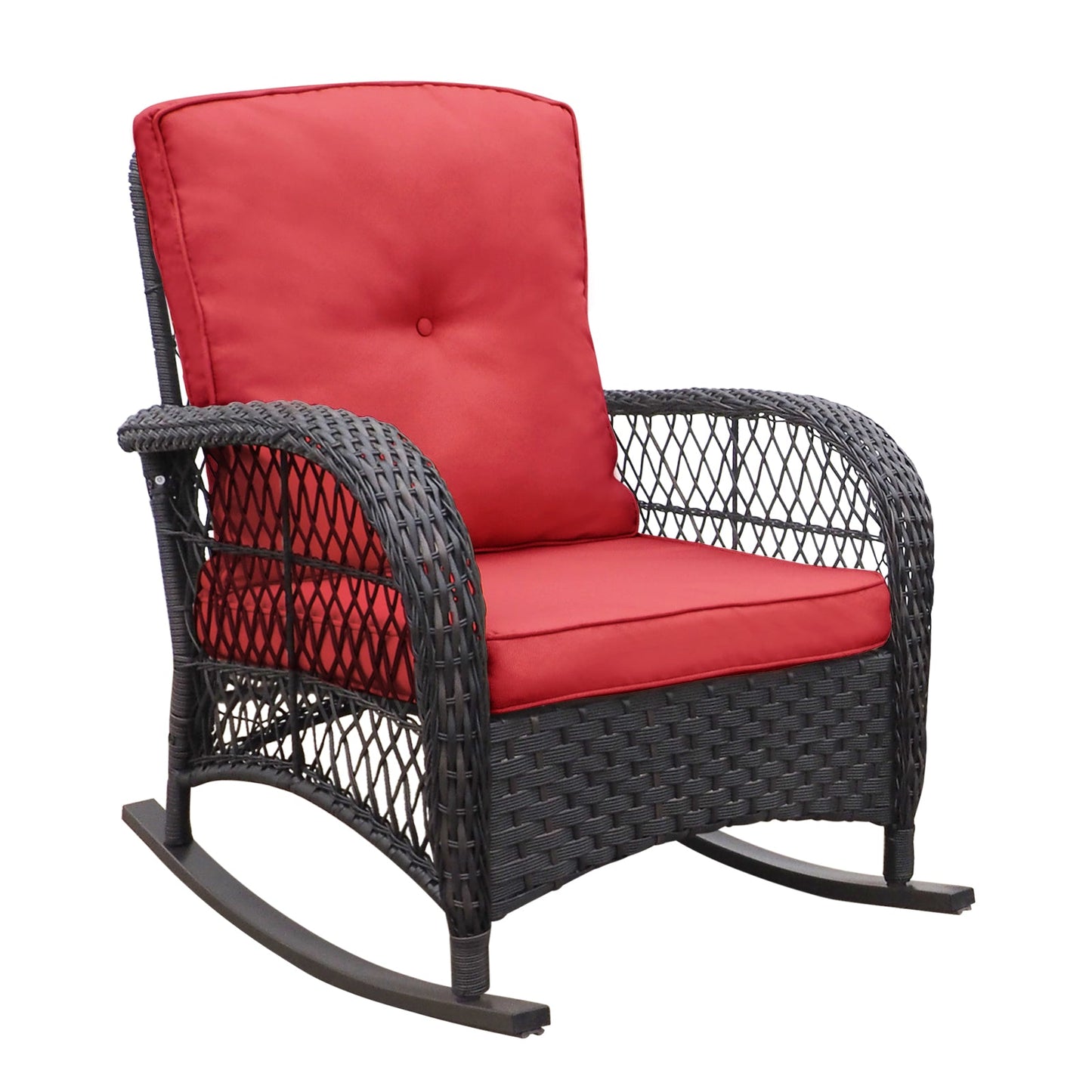 3 Pieces Outdoor Wicker Rocking Chair and Table