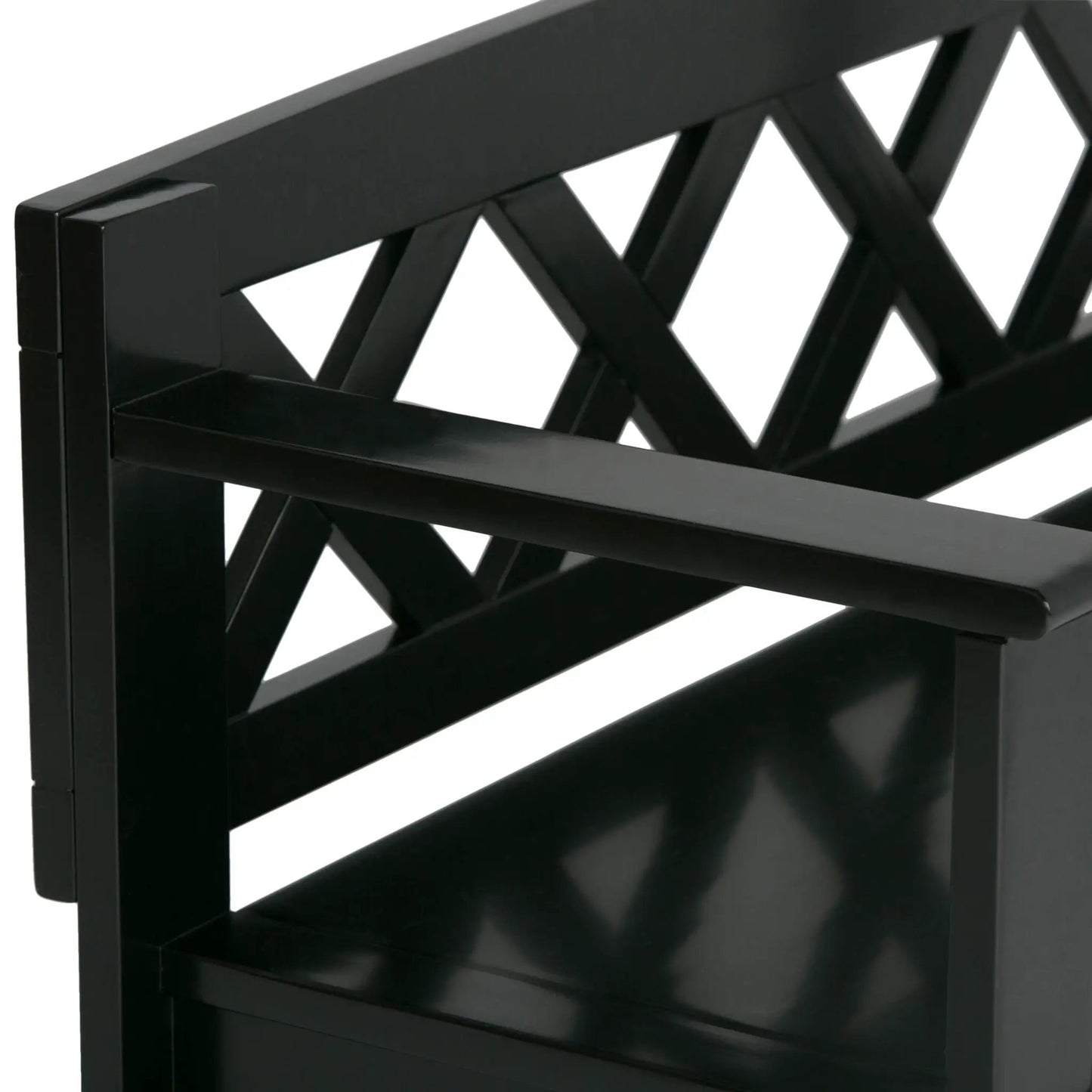 Amherst Handcrafted Entryway Storage Bench black finish lattice back Unique Piece Furniture on Tampa Home & Garden Store
