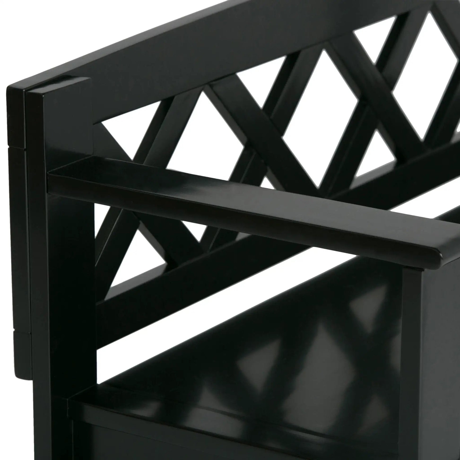 Amherst Handcrafted Entryway Storage Bench black finish lattice back Unique Piece Furniture on Tampa Home & Garden Store